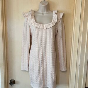 19 Cooper Cream Long Sleeve Cable Knit Sweater Dress size M